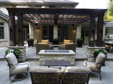 Casual seating area around the fire pit